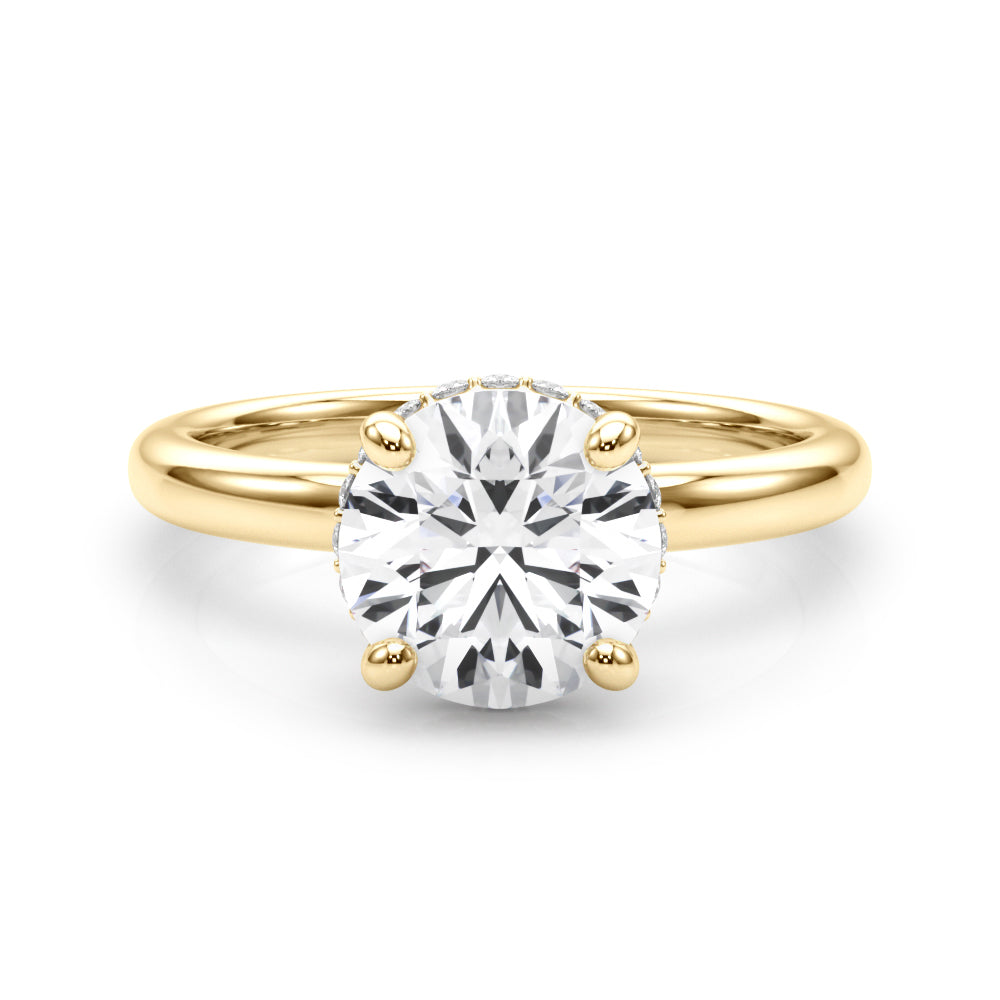 LUMEO Round Hidden Halo Diamond Engagement Ring Set in 18k Solid Yellow Gold 