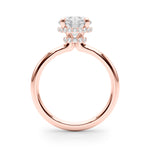 LUMEO Round Hidden Halo Diamond Engagement Ring Side View in 18k Solid Rose Gold 