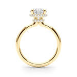LUMEO Round Hidden Halo Diamond Engagement Ring Side View in 18k Solid Yellow Gold 