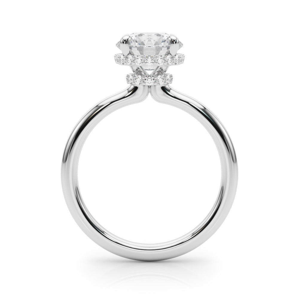LUMEO Round Hidden Halo Diamond Engagement Ring Side View in Platinum 