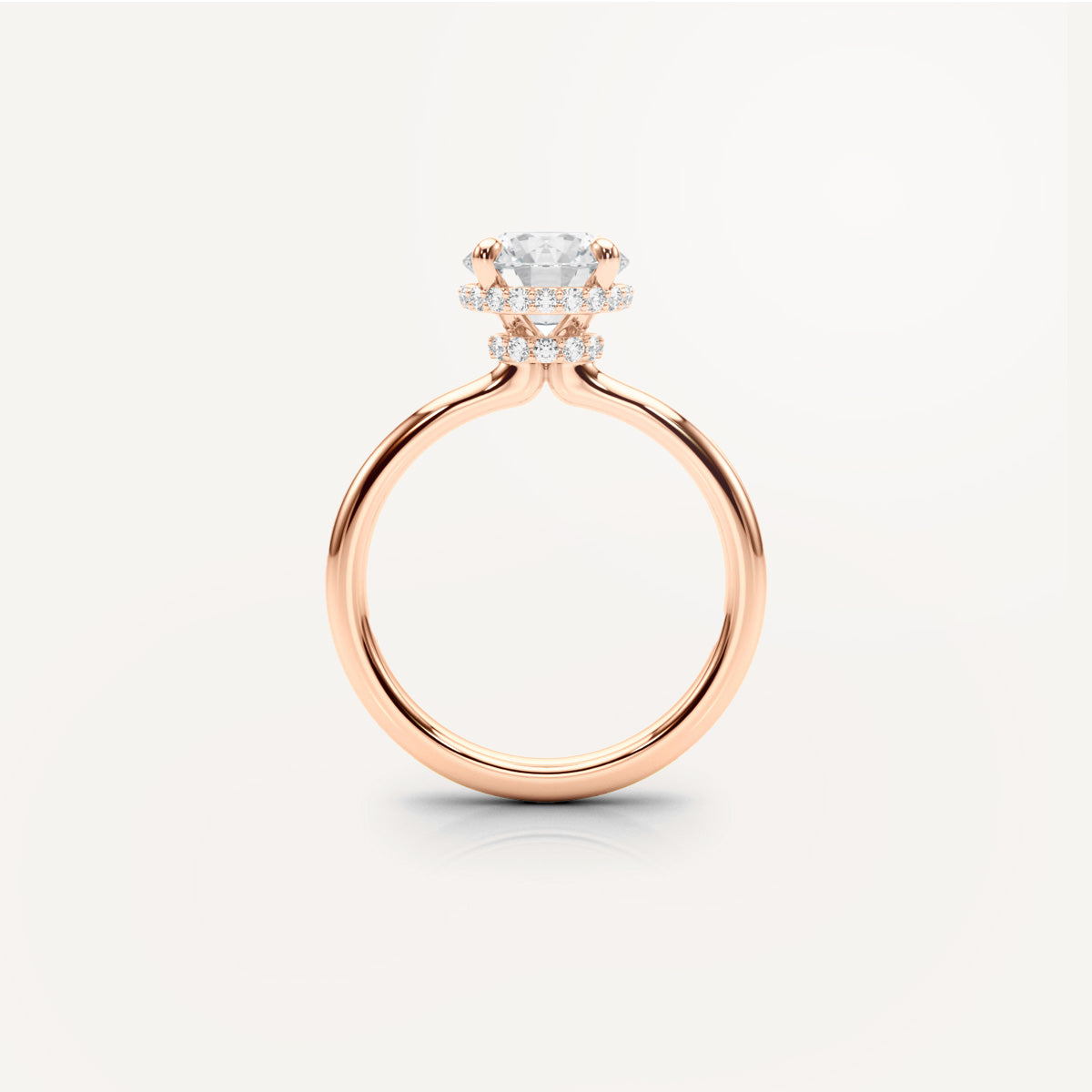LUMEO Round Double Hidden Halo Diamond Engagement Ring Side View in 18k Solid Rose Gold 