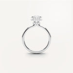 LUMEO Round Double Hidden Halo Diamond Engagement Ring Side View in Platinum or 18k Solid White Gold 