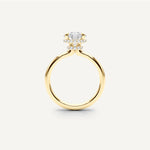 LUMEO Round Double Hidden Halo Diamond Engagement Ring Side View in 18k Solid Yellow Gold 