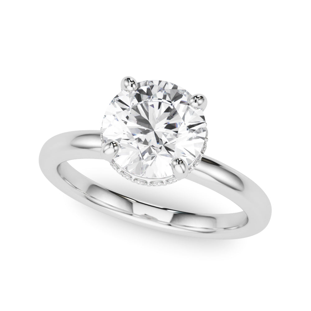 LUMEO Round Hidden Halo Diamond Engagement Ring Front View in Platinum 