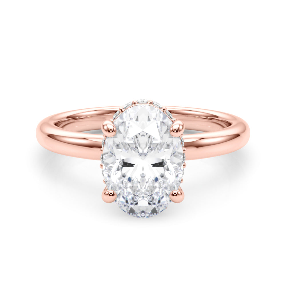 LUMEO Oval Hidden Halo Engagement Ring 