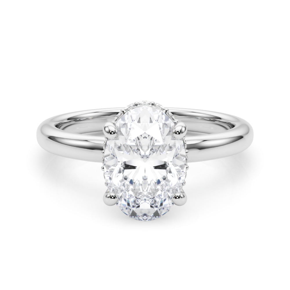 LUMEO Oval Hidden Halo Engagement Ring 