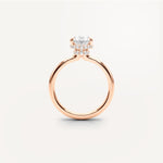 LUMEO Oval Double Hidden Halo Diamond Engagement Ring Side View in 18k Solid Rose Gold 
