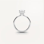 LUMEO Oval Double Hidden Halo Diamond Engagement Ring Side View in Platinum or 18k Solid White Gold 