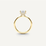 LUMEO Oval Double Hidden Halo Diamond Engagement Ring Side View in 18k Solid Yellow Gold 