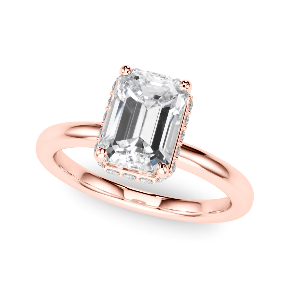LUMEO Emerald Hidden Halo Engagement Ring 