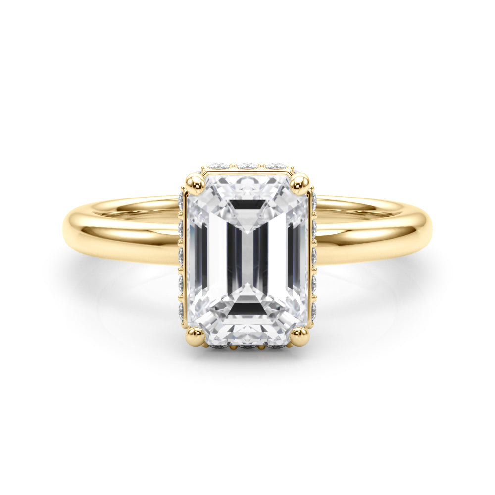 LUMEO Emerald Hidden Halo Engagement Ring 