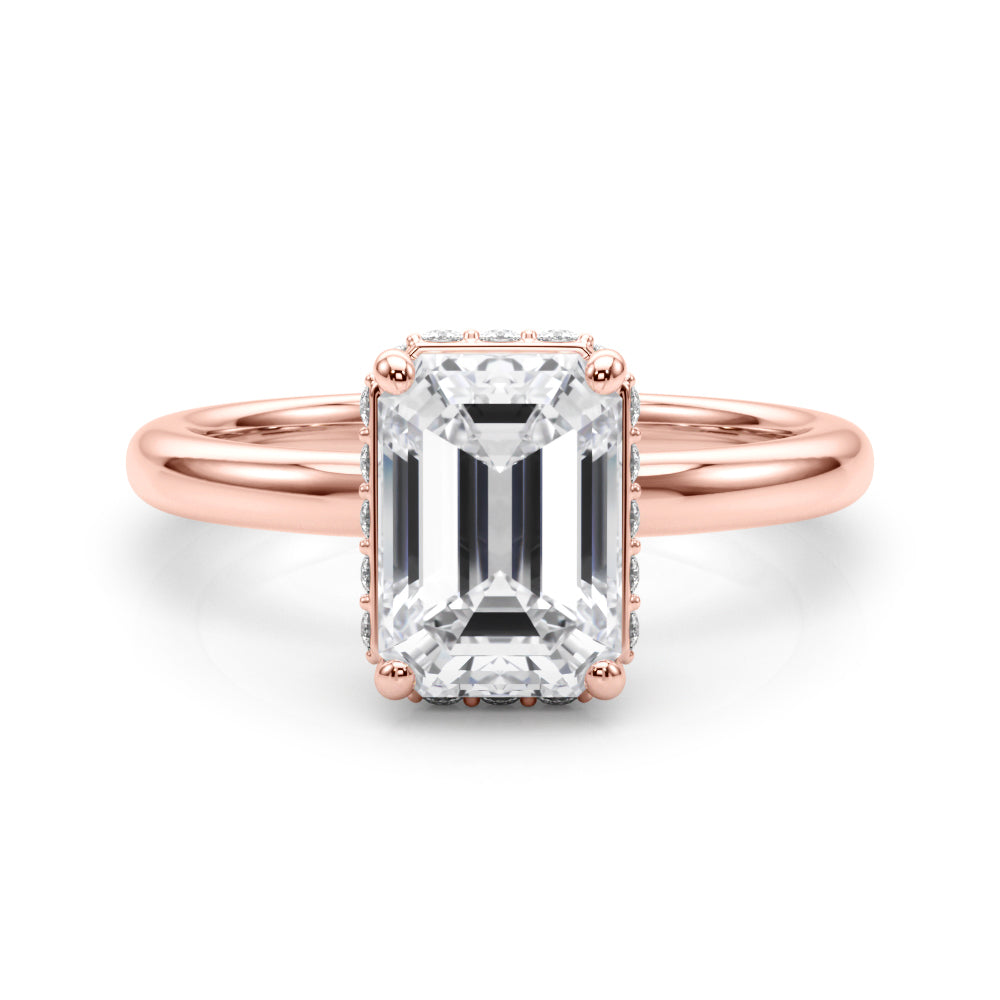 LUMEO Emerald Hidden Halo Engagement Ring 
