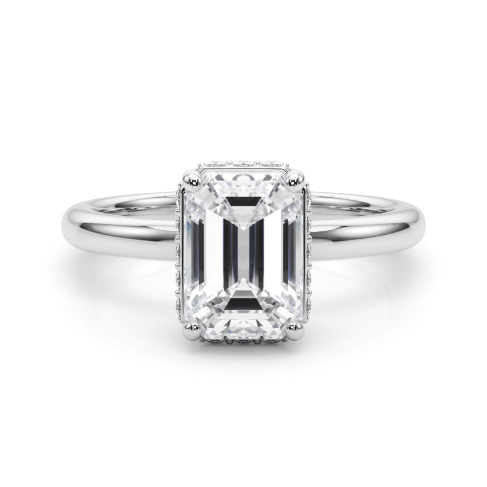 LUMEO Emerald Hidden Halo Engagement Ring 