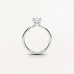 LUMEO Emerald Double Hidden Halo Diamond Engagement Ring Side View in Platinum or 18k Solid White Gold 