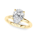 LUMEO Pear Hidden Halo Diamond Engagement Ring Front View in 18k Solid Yellow Gold 