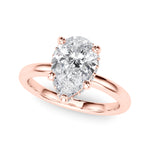 LUMEO Pear Hidden Halo Diamond Engagement Ring Front View in 18k Solid Rose Gold 