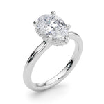 LUMEO Pear Hidden Halo Diamond Engagement Ring Angle View in Platinum 