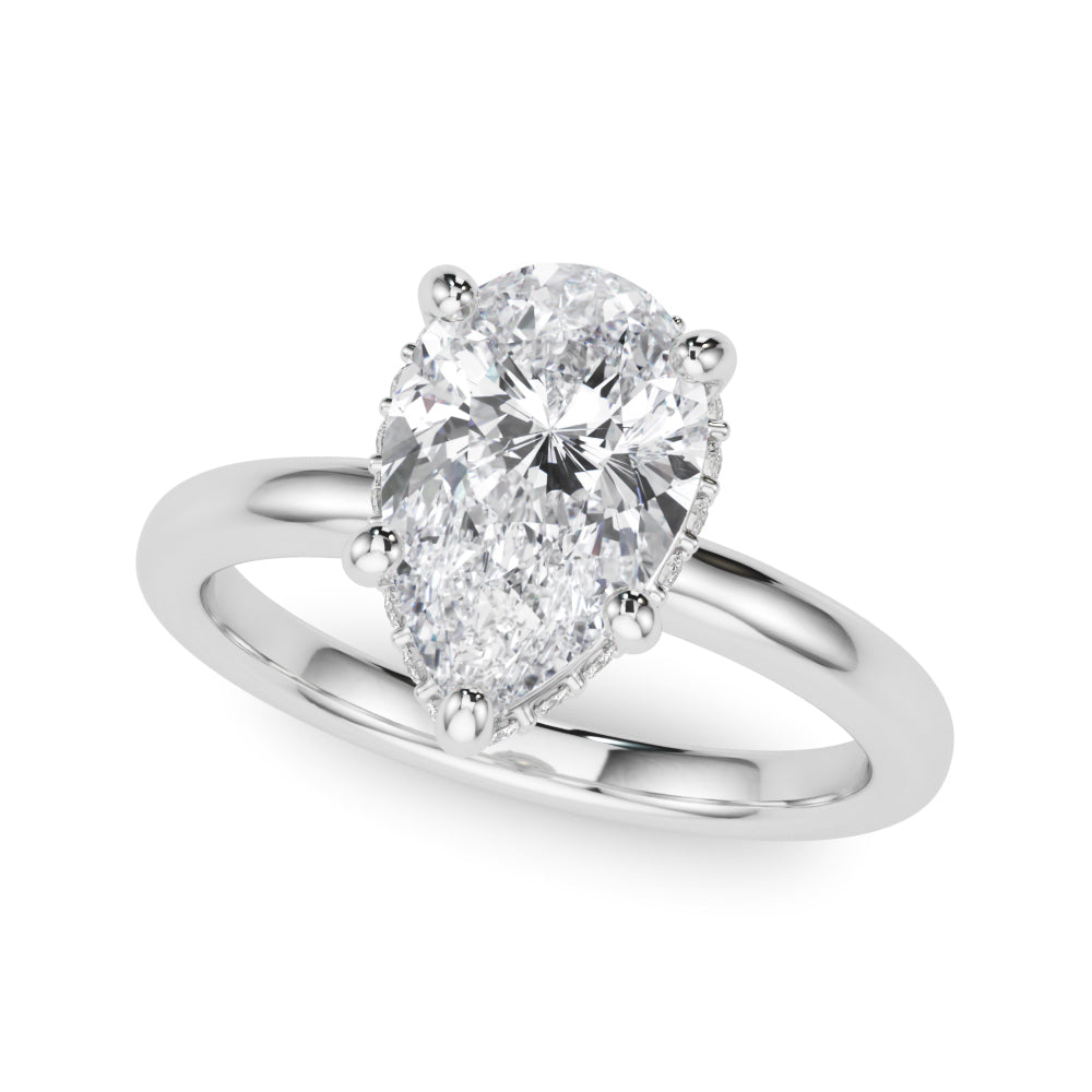 LUMEO Pear Hidden Halo Diamond Engagement Ring Front View in Platinum 
