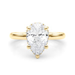 LUMEO Pear Hidden Halo Diamond Engagement Ring Set in 18k Solid Yellow Gold 