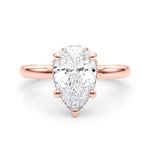 LUMEO Pear Hidden Halo Diamond Engagement Ring Set in 18k Solid Rose Gold 