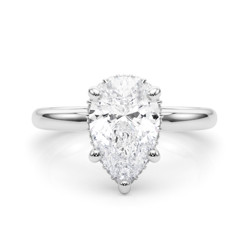 LUMEO Pear Hidden Halo Diamond Engagement Ring Set in Platinum 