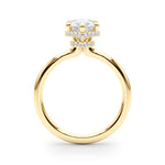 LUMEO Pear Hidden Halo Diamond Engagement Ring Side View in 18k Solid Yellow Gold 
