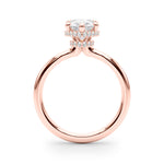 LUMEO Pear Hidden Halo Diamond Engagement Ring Side View in 18k Solid Rose Gold 