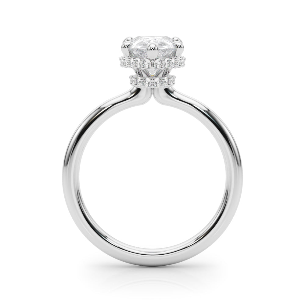 LUMEO Pear Hidden Halo Diamond Engagement Ring Side View in Platinum 
