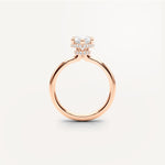 LUMEO Pear Double Hidden Halo Diamond Engagement Ring Side View in 18k Solid Rose Gold 