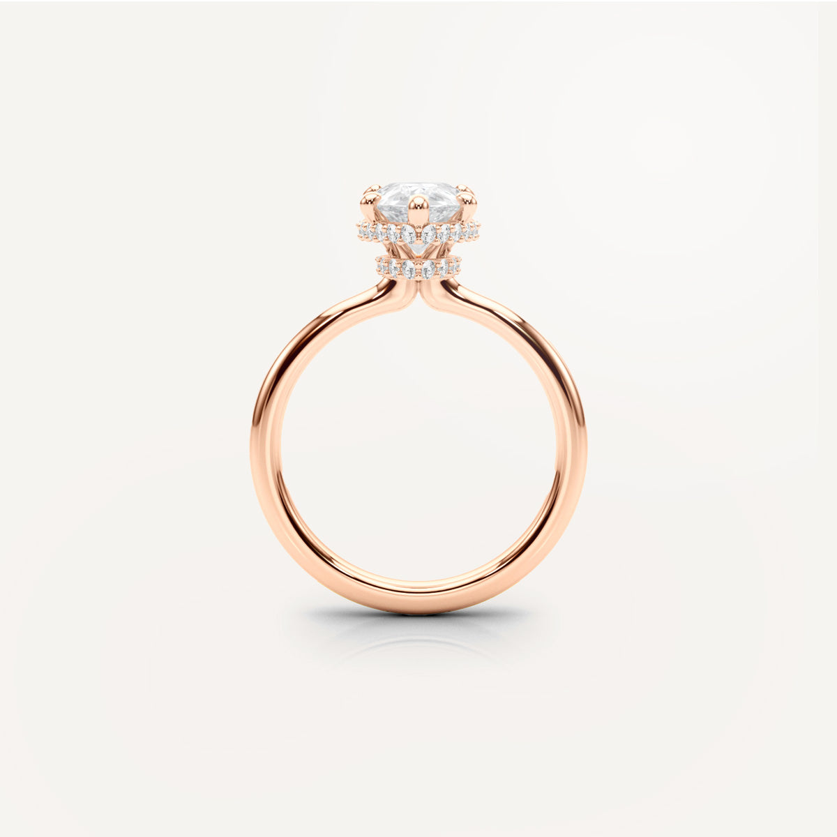 LUMEO Pear Double Hidden Halo Diamond Engagement Ring Side View in 18k Solid Rose Gold 