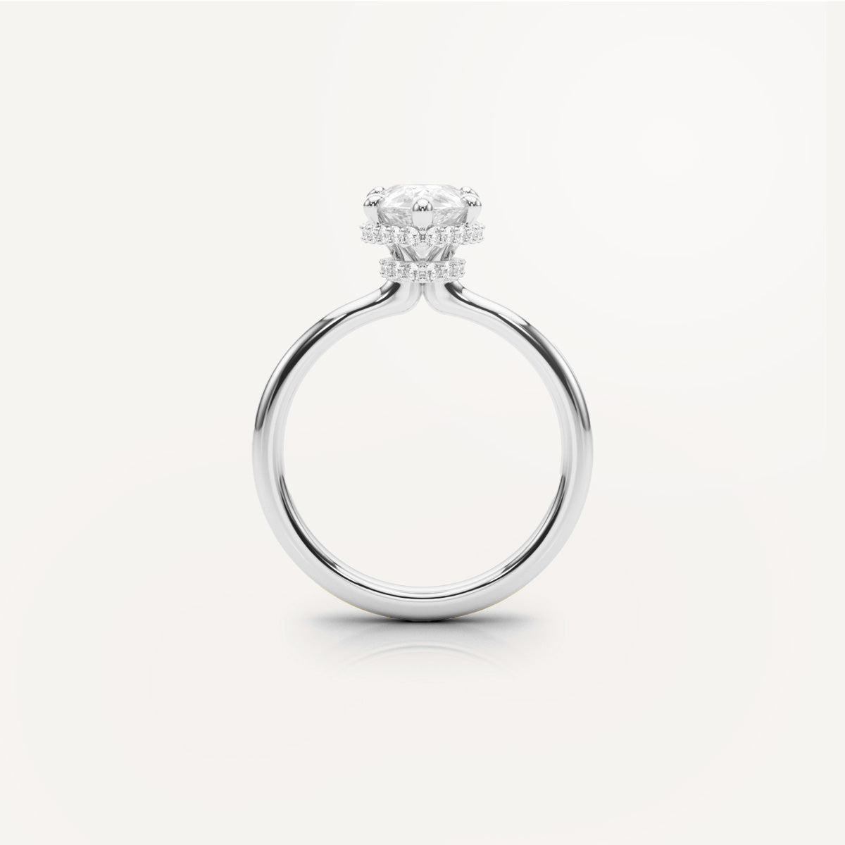 LUMEO Pear Double Hidden Halo Diamond Engagement Ring Side View in Platinum or 18k Solid White Gold 