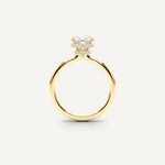 LUMEO Pear Double Hidden Halo Diamond Engagement Ring Side View in 18k Solid Yellow Gold 
