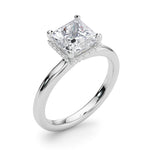 LUMEO Princess Hidden Halo Diamond Engagement Ring Angle View in Platinum 
