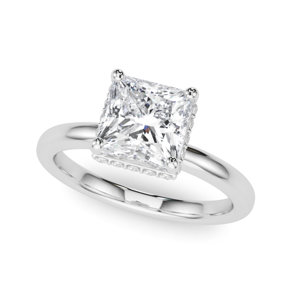LUMEO Halle Princess Double Hidden Halo Diamond Engagement Ring Front View in Platinum 