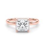 LUMEO Princess Hidden Halo Diamond Engagement Ring Set in 18k Solid Rose Gold 