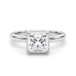 LUMEO Princess Hidden Halo Diamond Engagement Ring Set in Platinum 