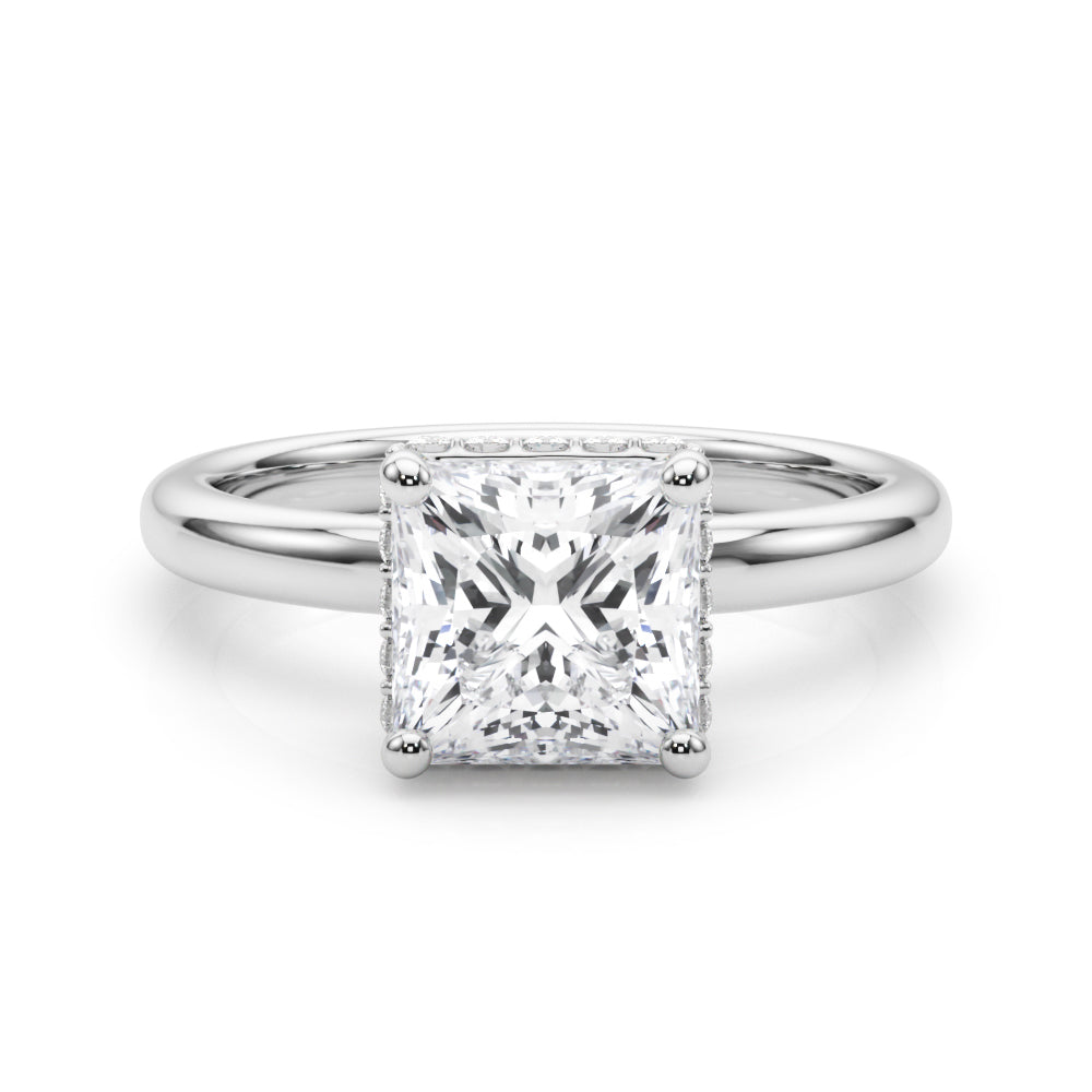 LUMEO Princess Hidden Halo Diamond Engagement Ring Set in Platinum 