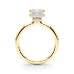 LUMEO Princess Hidden Halo Diamond Engagement Ring Side View in 18k Solid Yellow Gold 