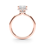 LUMEO Princess Hidden Halo Diamond Engagement Ring Side View in 18k Solid Rose Gold 