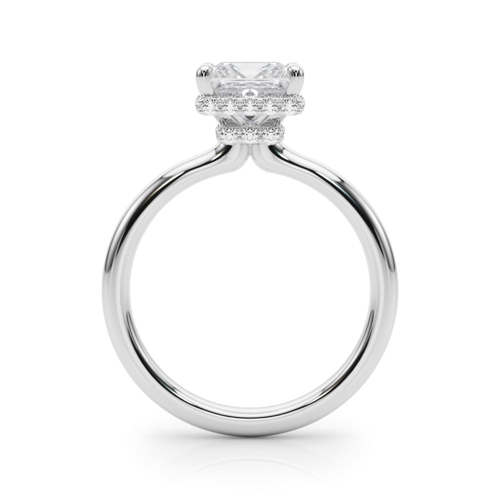 LUMEO Princess Hidden Halo Diamond Engagement Ring Side View in Platinum 
