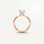 LUMEO Princess Double Hidden Halo Diamond Engagement Ring Side View in 18k Solid Rose Gold 