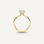LUMEO Princess Double Hidden Halo Diamond Engagement Ring Side View in 18k Solid Yellow Gold 