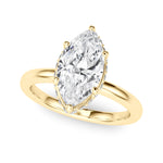 LUMEO Marquise Hidden Halo Diamond Engagement Ring Front View in 18k Solid Yellow Gold 