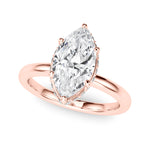 LUMEO Marquise Hidden Halo Diamond Engagement Ring Front View in 18k Solid Rose Gold 