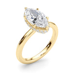 LUMEO Marquise Hidden Halo Diamond Engagement Ring Angle View in 18k Solid Yellow Gold 