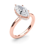 LUMEO Marquise Hidden Halo Diamond Engagement Ring Angle View in 18k Solid Rose Gold 