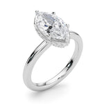 LUMEO Marquise Hidden Halo Diamond Engagement Ring Angle View in Platinum 