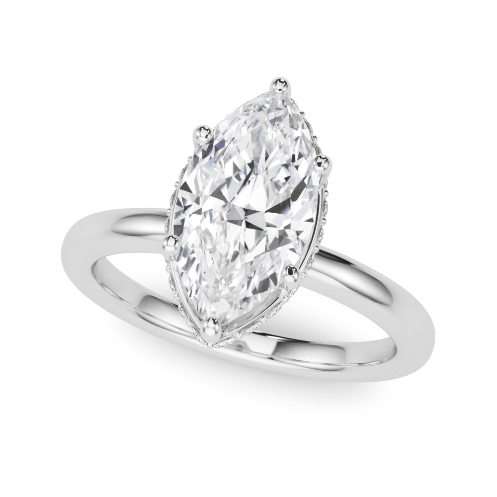LUMEO Marquise Hidden Halo Diamond Engagement Ring Front View in Platinum 