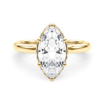 LUMEO Marquise Hidden Halo Diamond Engagement Ring Set in 18k Solid Yellow Gold 