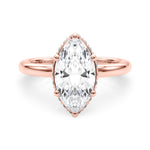 LUMEO Marquise Hidden Halo Diamond Engagement Ring Set in 18k Solid Rose Gold 